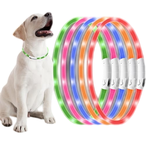 Luminous LED <b>Dog</b> Collar with Silicone Ribbon Solid Pattern USB Charging Eco-friendly Buckle Closure Small <b>Dogs</b> Pet Collar - Product Image 1