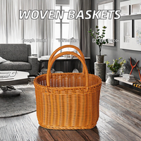 Handgeweven ecologische plastic PP ovale opvouwbare opbergmand modern design multifunctionele keukenorganizer huisdecoratie