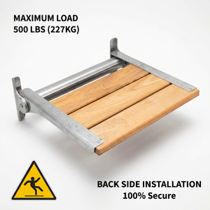 Wall Mounted Shower <b>Shelf</b> Foldable Wooden Bath Bench Teak Shower Seat Installed for <b>Bathroom</b> - Product Image 3