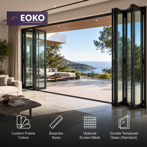 Porte pliante en aluminium EOKO résistante aux ouragans, à la corrosion, à double vitrage, vue panoramique sur la mer, villa en bord de mer - Product Image 1