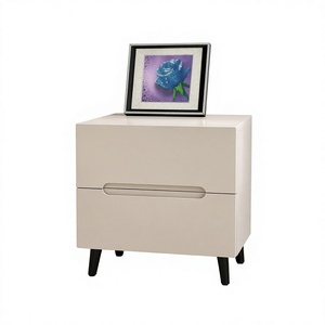 Bulk Wholesale Cream White Solid Wood High Gloss Lacquer <strong>Compact</strong> Drawer Storage Mini Bedroom Hotel Nightstand <strong>Bedside</strong> <strong>Table</strong> - Product Image 5