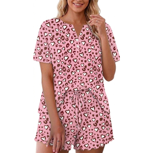 Ensemble de pyjama en soie de lait pour <span class=keywords><strong>femme</strong></span> avec logo personnalisé, imprimé, doux comme du beurre, deux pièces, vente en gros directe d'usine - Product Image 1