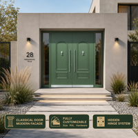 Portes extérieures doubles, portes d'entrée de villa, portes de sécurité minimalistes en alliage d'aluminium avec ouverture automatique et ouverture latérale
