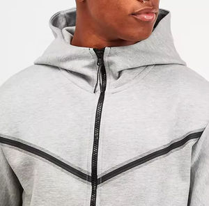 Erkek ağır spor teknoloji polar tam Zip ceket yüksek kalite pamuk kapüşonlu tığ işi örgü düz sonbahar orijinal teknoloji polar - Product Image 3