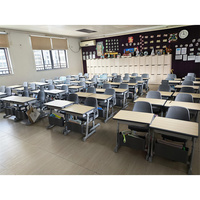 Vente en gros XIANGJU Nouveau design Bureau et chaise confortables pour la pause déjeuner en classe avec panier de rangement