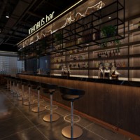 Ensemble de meubles de bar haut de gamme Sundo, style industriel moderne, avec éclairage LED, comptoir de bar commercial sur mesure, canapé, design en bois sur mesure
