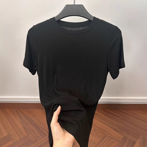 เสื้อยืดผู้หญิง TS-021 สีพื้น แขนสั้น คอกลม ผ้าถัก สวมใส่สบาย หลากหลายสไตล์ ทรงเข้ารูป - Product Image 4
