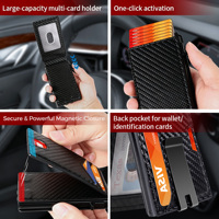 Dompet Pop Up Minimalis Logo Custom Pria, Anti RFID, Penahan Kartu Kredit Aluminium dengan Penjepit Uang, Grosir, Kantong Depan