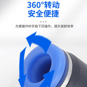 ข้อต่อลมแบบเร็ว Wentai Pneumatics  วัสดุพลาสติก PU PV PE PY4 6 8 10 12 16 มม. สีฟ้า สำหรับแรงดันต่ำ อะไหล่ระบบนิวเมติกส์ - Product Image 4