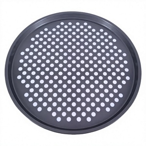 Plaque à pizza perforée en acier <span class=keywords><strong>au</strong></span> carbone, antiadhésive, pour croûte croustillante, qualité alimentaire, compatible four, fabrication directe usine, OEM ODM, taille personnalisée - Product Image 1