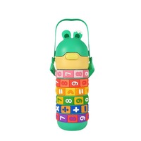 Haute qualité 430ML Portable Sippy tasse pour garçons filles mignon bouteille en plastique poignée de paille pour l'école voyage Camping Applicable