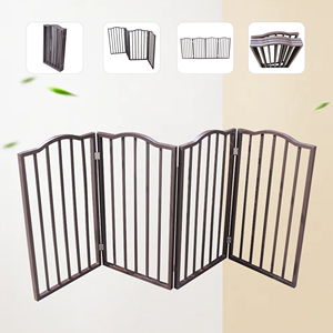 Massivholz-Tor für Türen, Treppen oder Häuser - Freistehend, Faltbar, Braun, Bogenförmig aus Holz - Product Image 1