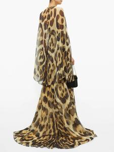 Abito <span class=keywords><strong>Lungo</strong></span> Casual da Donna 2026, Stile Boubou a Strati con Stampa Leopardata, Mantella in Seta - Product Image 4
