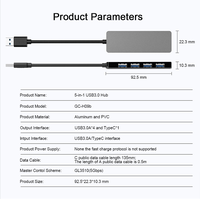 Nouveau Hub USB-C 5-en-1 H09b USB-A avec 4 ports USB 3.0, USB 2.0 et alimentation 100W pour Anker et HP, fabriqué en usine (ODM/OEM)