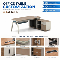 Table de bureau moderne simple OEM ODM avec armoire de rangement latérale, poste de travail pour personnel, couleur personnalisée, plateau en bois, logo, mobilier de bureau