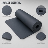 Matras Yoga PU Label Pribadi 183 x 68 cm 4.5 mm Anti Selip Alas Pilates Cetak Kustom untuk Latihan di Studio/Gym