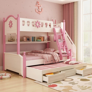 เตียงสองชั้นทรงโมเดิร์นสำหรับเด็กผู้หญิง รุ่น DK Board-Wood Princess ขนาด Twin Twin High Low ผลิตจากวัสดุเป็นมิตรกับสิ่งแวดล้อม หุ้มด้วยผ้าโพลีเอสเตอร์อย่างดี ให้ความสะดวกสบาย - Product Image 3