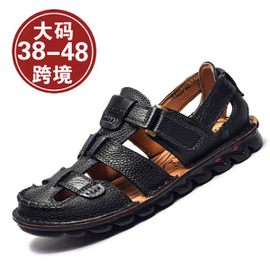 Sandalias Planas de Verano para Hombre, de Cuero Genuino, Punta Cerrada, con Correa de Hebilla, Antideslizantes, Casuales, para Exteriores, Talla 47 48 - Product Image 4