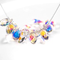 Couleur pure et plaqué larme à facettes cristal verre haut percé pendentif gouttes perles en vrac pour la fabrication de bijoux bricolage