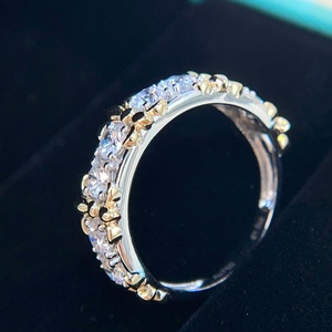 Anillo de Eternidad Xinfly de Oro Sólido de 18K en Dos Tonos con Diamantes Naturales, Diseño Floral Vintage AU750, Anillo de Aniversario Unisex - Product Image 4