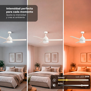 Grunkel Ceiling Fan 42 Inch White Wood Blades Led Light Remote <b>Control</b> Indoor Use - Product Image 4