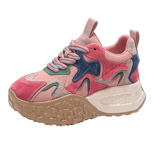 <span class=keywords><strong>Sneakers</strong></span> casual da <span class=keywords><strong>donna</strong></span> con plateau e <span class=keywords><strong>tacco</strong></span> invisibile, stringate, estive 2025, color block, alla moda, effetto snellente - Product Image 1