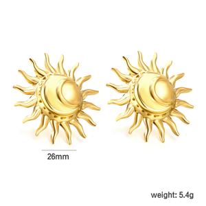 Pendientes de Aro con Diseño Boho Vintage, Chapados en Oro de 18K, de Acero Inoxidable, con Luna Creciente y Sol, con Circonitas y Perlas, Modernos, para Mujer - Product Image 2