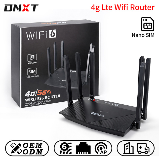 DNXT 4g Lte Wifi Router LTE Cat4 2.4GHz Wifi 6 Router WiFi Access Point 4g Wifi Router Fold Antenna 4g Router Wifi Home Use