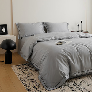 100% Cotton Woven Modern King Size Solid Color Luxury Hotel Bedding <strong>Sets</strong> Duvet Cover <strong>Bed</strong> Sheets Customizable 300TC <strong>Purple</strong> - Product Image 3