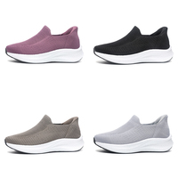 Chaussures de marche décontractées en tricot pour femmes, à plateforme, à enfiler, avec semelles popcorn, respirantes, légères et amortissantes, vente en gros OEM