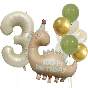 Nouveaux ensembles de ballons en latex à chiffres de dinosaures mignons de style dessin animé pour décorations de fête d'anniversaire et fournitures de baby shower - Product Image 3