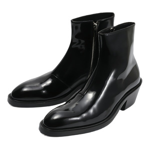 Botas de Cuero Británicas Modernas para Hombre - Cuero Liso, Color Negro, Punta Puntiaguda, Cierre Lateral, Caña Alta, Tacón Alto - Cuero Genuino - Product Image 4