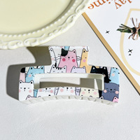 Pinces à cheveux rectangulaires ajourées à motif floral et damier, grandes pinces à mâchoires en acrylique, accessoires de mode pour femmes