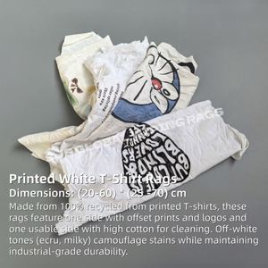ผ้าเช็ดทำความสะอาดอุตสาหกรรม ทำจากผ้าฝ้ายสีขาวพิมพ์ลาย รีไซเคิล สำหรับทำความสะอาด - Product Image 2