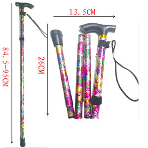 Bâton de marche télescopique en alliage d'aluminium avec embout en caoutchouc, pliable, pour personnes âgées, à une ou quatre pattes - Product Image 2