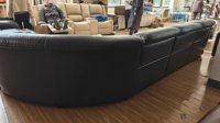 Sofá Reclinable Eléctrico Seccional Extensible de Cuero y Tela, Moderno y Amplio, Mueble para Sala de Estar para Familias Numerosas