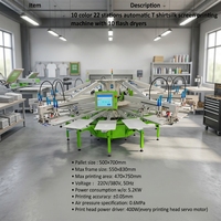 Máquina de Serigrafía Automatizada de 10 Colores y 22 Estaciones, Secador Flash de 6KW X10, 220V/380V, Directo de Fábrica