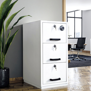 Armoire de classement ignifuge à 4 tiroirs avec serrure à clé, mobilier de bureau commercial, construction en acier/métal pour solution de rangement de boîtes aux lettres - Product Image 1