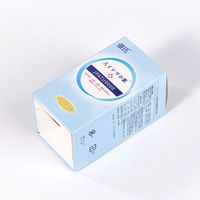 Boîte à fond auto-scellant verticale longue et plate, en carton bleu clair souple, pour capsules de soins de santé de marque japonaise
