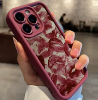 Coque de téléphone antichoc en TPU avec motif imprimé lèvres rouges et design d'objectif en échelle pour iPhone 18 17 16 15 14 13 12 Pro Max