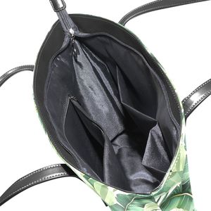 Tropical Palm Leaf Print Tote <b>Handbag</b> PU Shopper Bag <b>Small</b> Vacation Carryall - Product Image 4