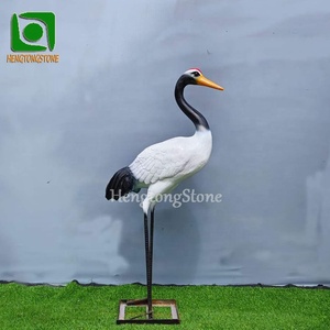 La gru decorativa della vetroresina del giardino apre l'animale selvatico della resina della statua dell'ala - Product Image 4