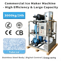 Machine à glaçons industrielle entièrement automatique 3 tonnes/jour, haute productivité, économie d'énergie, prix usine Afrique du Sud, Europe, Asie