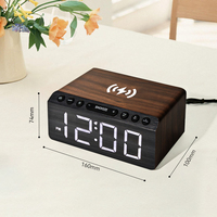 Altavoz Eléctrico Inteligente Portátil EMAF, Altavoz de Escritorio de Madera, Radio FM Digital, Cargador Inalámbrico para Teléfono, Reloj Despertador LED