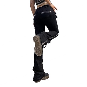Wholesale Price Women Gothic Cargo Pants <b>Y2K</b> Aesthetic Vintage Loose Baggy <b>Trousers</b> Low Waist Wide Leg Baggy Jeans - Product Image 6