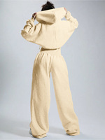 Combinaison zippée à capuche pour femme, style streetwear, doublée polaire, taille ajustée avec cordon de serrage, jambes larges