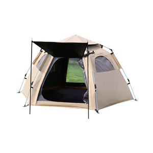 Tente de camping hexagonale à ouverture rapide <span class=keywords><strong>pour</strong></span> famille, à un bouton, à double porte, respirante, portable, en Oxford 210D - Product Image 5