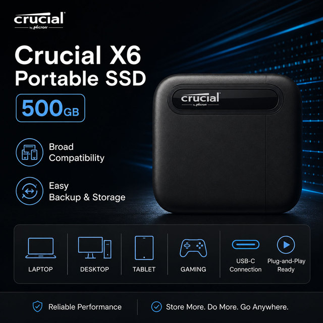 Crucial X6 500GB Portable SSD