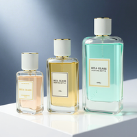 Flacon de parfum vide rectangulaire transparent 30ml 50ml 100ml avec rayures personnalisées, couvercle blanc unique, en verre, avec boîte cadeau