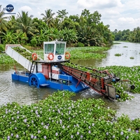 Bateau récolteur automatique de plantes aquatiques robuste, coupe-jacinthe d'eau haute capacité pour le nettoyage des grands lacs et des réservoirs